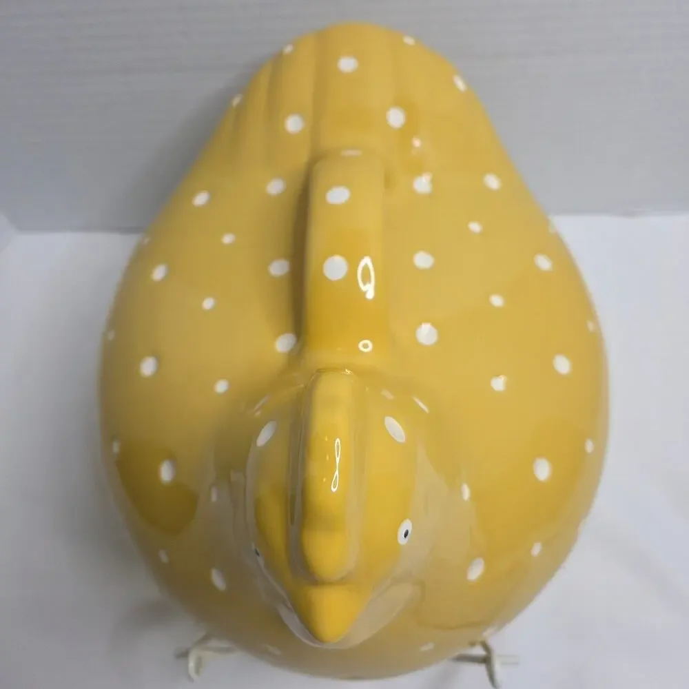 Temp-Tations Ovenware By Tara 2QT Yellow Polka Dot Chicken Bakeware Stoneware